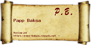 Papp Baksa névjegykártya